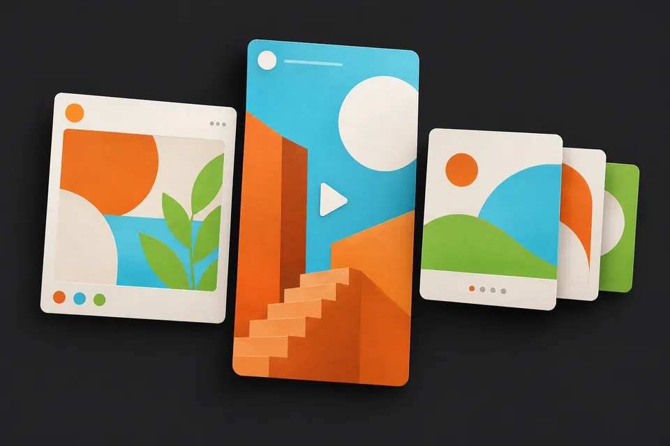 Coordinated social post, reel and carousel artwork in Digitalise brand colours